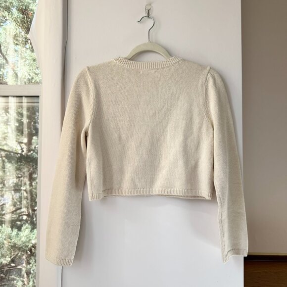 Reformation Cropped Cotton Cardigan Sweater Cream XS - Picture 14 of 14